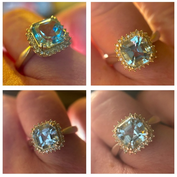 Estate sz8 J LORENZO ASCHER SWISS TOPAZ & Diamond halo designer 925 ring 3.95g - Picture 12 of 16